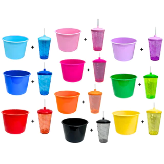 Kit Cinema 10 Balde 1L Pipoca + 10 Twister Colorido 500ML