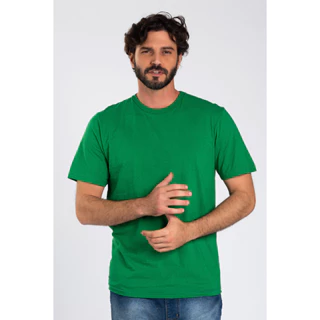 Camiseta Verde Básica Masculina Lisa 100% Algodão Reforço Ombro a Ombro Modelagem Moderna Caimento Perfeito Fabricação Própria no Brasil - Camiseta Masculina Casual - Dadez