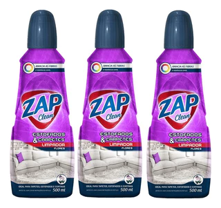 Kit 3un Limpa Carpetes Zap Clean 500ml