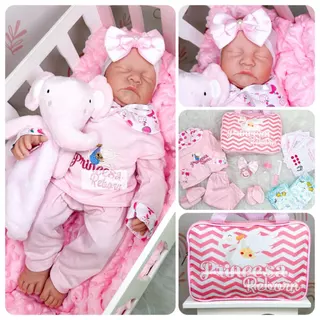 Boneca Reborn Bebe Realista 100% Silicone Com Bolsa e Itens
