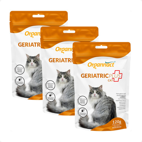Kit 3 Geriatric Plus Cat Organnact Suplemento para Gatos - 120g ...