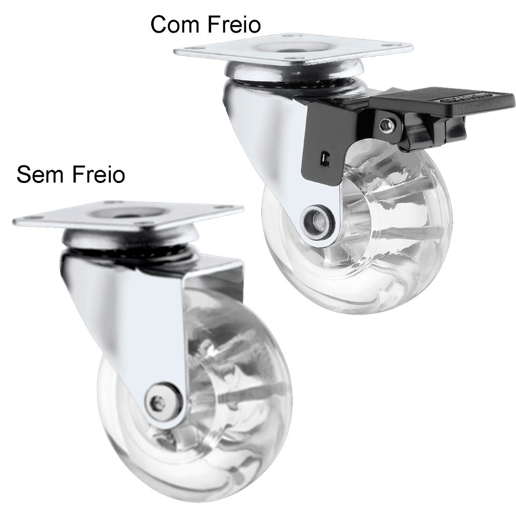 Rodízios Rodinha Gel Giratória Silicone 50mm Com Freio Sem Freio ...