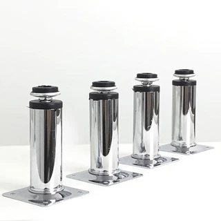 Kit 4 Pé Regulável P/ Móveis Aço Inox 10cm Cromado Poli 04 Peças - Pézinho Armario