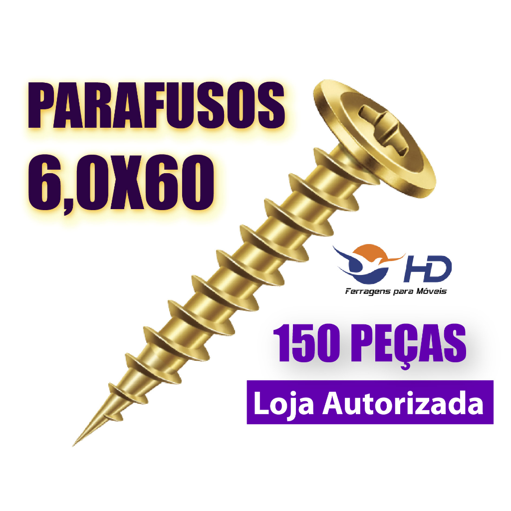 Parafuso 6,0 X 60 Chipboard Flangeado Phillips para Madeira - HD CAIXA COM 150 peças