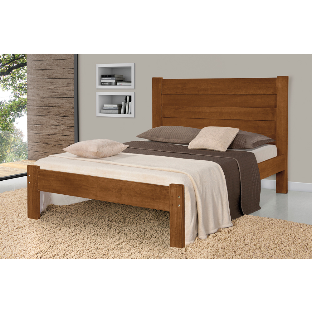Cama de Casal Madeira Maciça Imbuia Lara