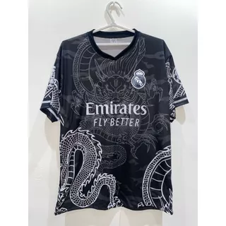 CAMISA DE TIME REAL MADRID PRETO DRAGÃO 2024 PROMOÇÃO