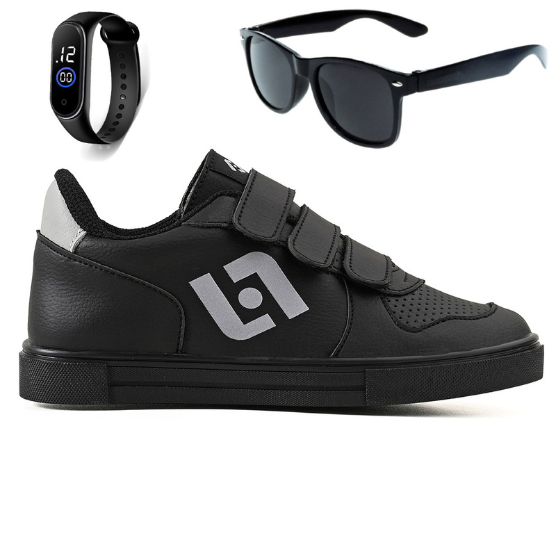 Tenis Infantil Casual Escolar Meninos Street Calce Facil+ Oculos + Relogio