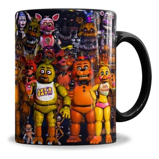 Caneca Porcelana Porcelana Preta Five Nights At Freddy's 325ml - Presente Personalizado