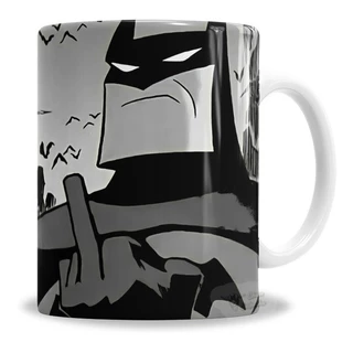 Caneca Porcelana Porcelana Batman Fuck You, Apta Microondas - En Caja 325ml - Presente Personalizado