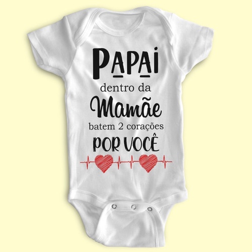 ❤️ Body Bebê Personalizado Dois Corações Batendo por Você