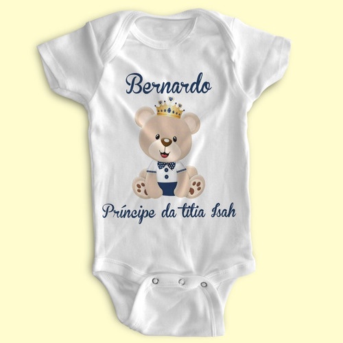 🤴 Body Bebê Personalizado Príncipe da Titia Estica
