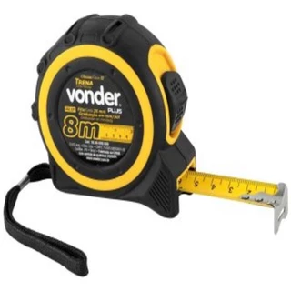 Trena 8 Metros X 25mm Aco Autotrava Emborrachada Plus Vonder