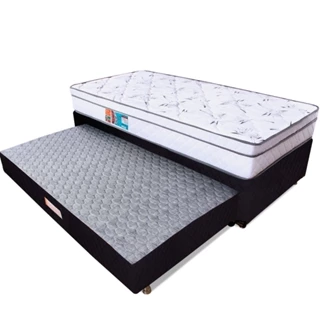 Cama Box Solteiro Colchão Molas Ensacadas com Pillow Bicama Colchão Espuma 88x188x58cm BF Colchões