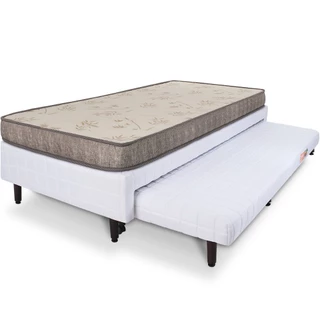 Cama Box Solteiro com Cama Auxiliar + Colchão de Espuma Antialérgico 88x188x46cm BF Colchões