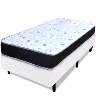 Cama Box + Colchão Solteiro Espuma D33 Selada 78x188x62CM Antialérgico BF Colchões
