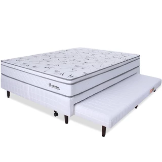 Cama Box Casal com Cama Auxiliar + Colchão Molas Ensacadas com Pillow 138x188x55 cm BF Colchões