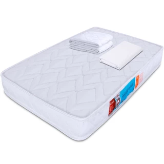Colchão Chiqueirinho Mini Berço + Lençol com Elástico 180 Fios + Protetor Capa 100x70cm BF Colchões