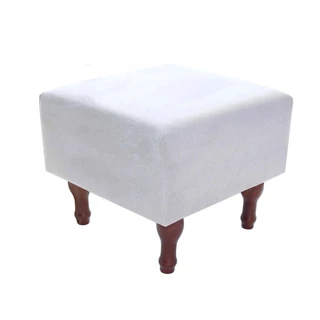 Puff Banqueta Espuma 40cm Quadrado Suede Cinza Decorativo BF Colchões