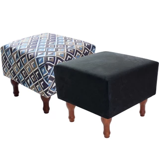 Kit com 2 Puff Banqueta 40x40cm Quadrado Decorativo BF Colchões Losango Com Preto