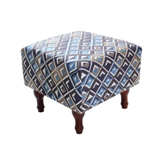 Puff Banqueta com Espuma 40x40cm Decorativo Quadrado Pés Madeira BF Colchões Estampa Losango