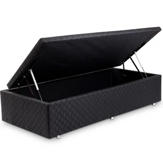 Box Baú Solteiro 88x188cm Microfibra Preto BF Colchões