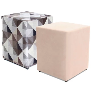 Kit 2 Puffs Decorativo Quadrados 45x35x35cm Estampado BF Colchões