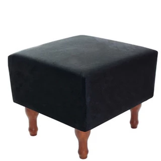 Puff Banqueta Espuma 40cm Quadrado Suede Preto Decorativo BF Colchões