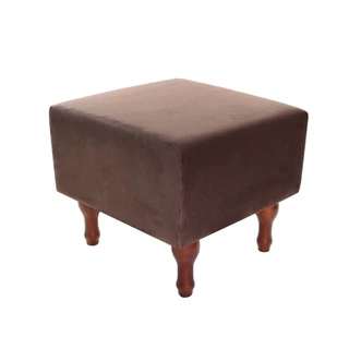 Puff Banqueta Espuma 40cm Quadrado Suede Marrom Decorativo BF Colchões