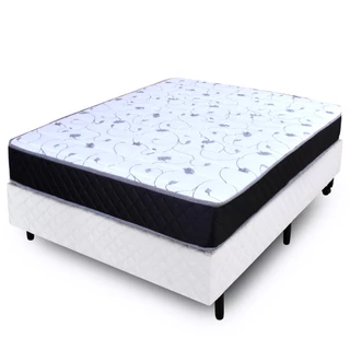 Cama Box + Colchão Viúva Espuma D33 Selada 128x188x62CM Antialérgico BF Colchões