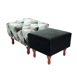 Kit com 2 Puff Banqueta 40x40cm Quadrado Decorativo BF Colchões