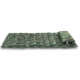 Kit Colchonete e Travesseiro Acampamento Camping Solteiro Pesca Retiro Ginástica 188x78cm Camuflado
