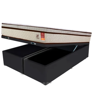 Cama Box Baú King + Colchão Molas Ensacadas 193x203x64cm BF Colchões