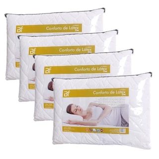 Kit 4 Travesseiros Conforto Látex Slim + Capa Percal 180 Fios BF Colchões