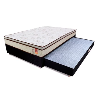 Cama Box Colchão Casal Molas Ensacadas e Bicama Auxiliar de Espuma 138x188x55cm BF Colchões