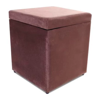 Puff Baú Porta Objetos Suede Marrom 40x40cm Bf Colchões