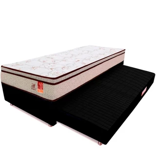 Cama Box Solteiro Colchão Molas Ensacadas Bicama Auxiliar de Espuma 88x188x55cm BF Colchões