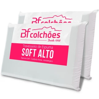 Kit 2 Travesseiro Alto Espuma Ortopédico Soft Firme 50x70x14 BF Colchões