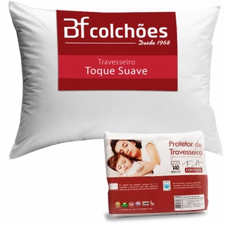 Kit Travesseiro Fibra Siliconada Antialérgico com Protetor de Travesseiro 100% Algodão BF Colchões