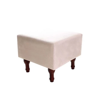 Puff Banqueta Espuma 40cm Quadrado Suede Bege BF Colchões