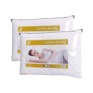 Kit 2 Travesseiros Conforto Látex Slim + Capa Percal 180 Fios BF Colchões