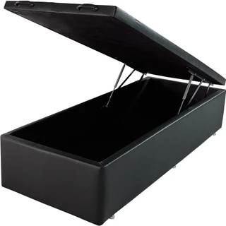 Cama Box Baú Solteirão Resistente Premium Courano Preto 97x203x43 BF Colchões