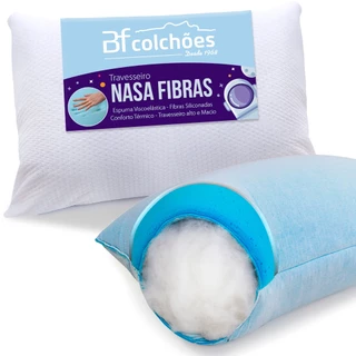 Travesseiro Alto de Espuma Nasa Conforto Térmico Gelsense Fibra Siliconada Antialérgico BF Colchões