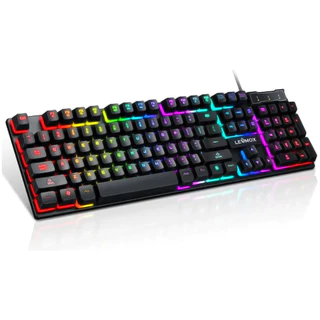 Teclado Gamer Led Rgb Com Fio Usb Semi-Mecânico Pt-br Preto Pc Iluminado Lehmox Ley-2086