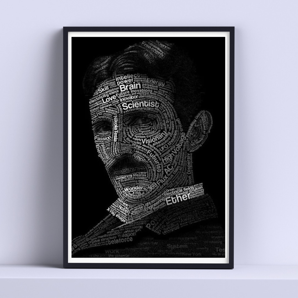 Quadro Decorativo 32x24 Cm Com Moldura Nikola Tesla Listo P Colgar Com Moldura Preta Decorar Moderno 2024 Exclusivo