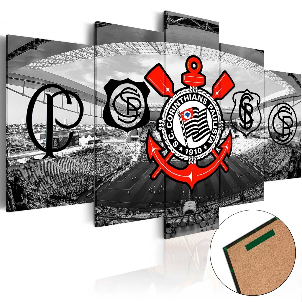 Quadro Decorativo Timao Corinthians Escudo 115x60cm Gaviao da Fiel