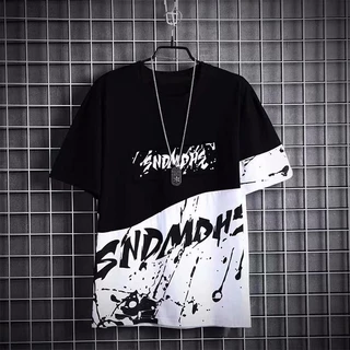 M-4xg Camiseta Masculina De Mangas Curtas Folgada Com Estampa De Cinco Pontas