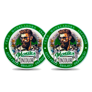 2 cera Modeladora monster barber Incolor 120g Bancada Cabelo e Barba