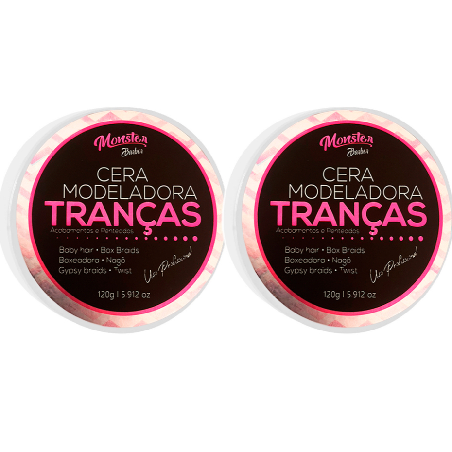 2 cera Modeladora Tranças Incolor Cabelo Box Braid Baby Hair Nagô Boxeadora Baby Hair low Poo 120gr monster barber !
