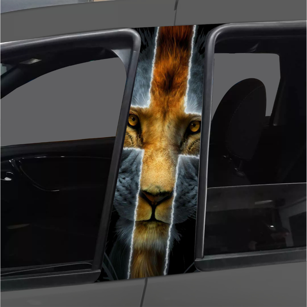 Adesivo de Coluna de Porta Carro Leão cruz mod 01 | Shopee Brasil