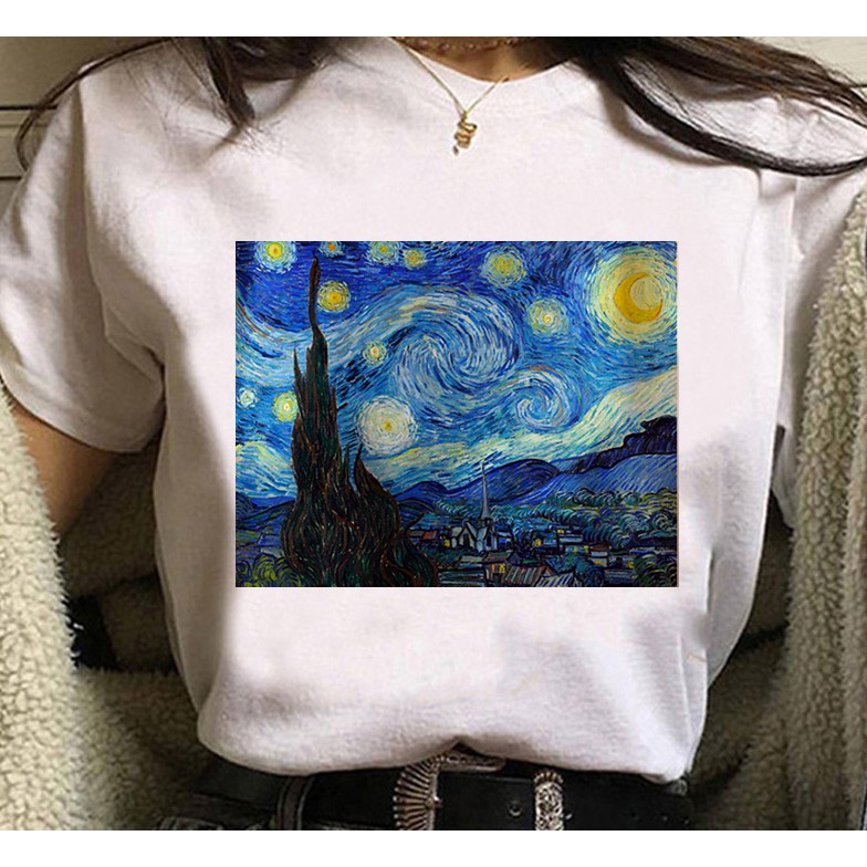 Camisetas Vincent Van Gogh Camisa Arte Unissex Blusa Algodão